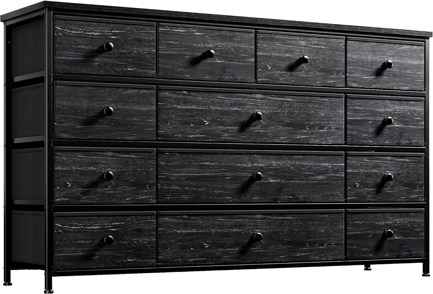 Black Wood and Metal 13-Drawer TV Stand Dresser