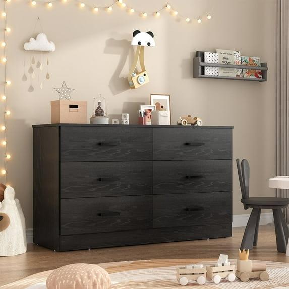 Ebern Designs Dresser for Bedroom,6 Drawers Dresser Modern Wood Double Chest of Drawers for Bedroom Living Room