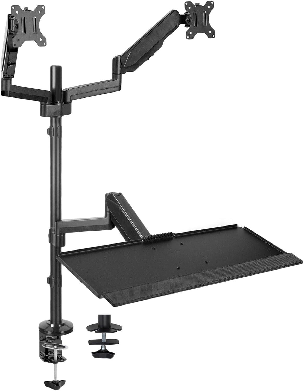 Sit to Stand Dual Monitor Desk Mount Workstation