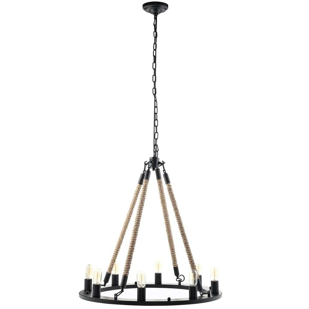 Black Rope and Steel 8-Light Chandelier