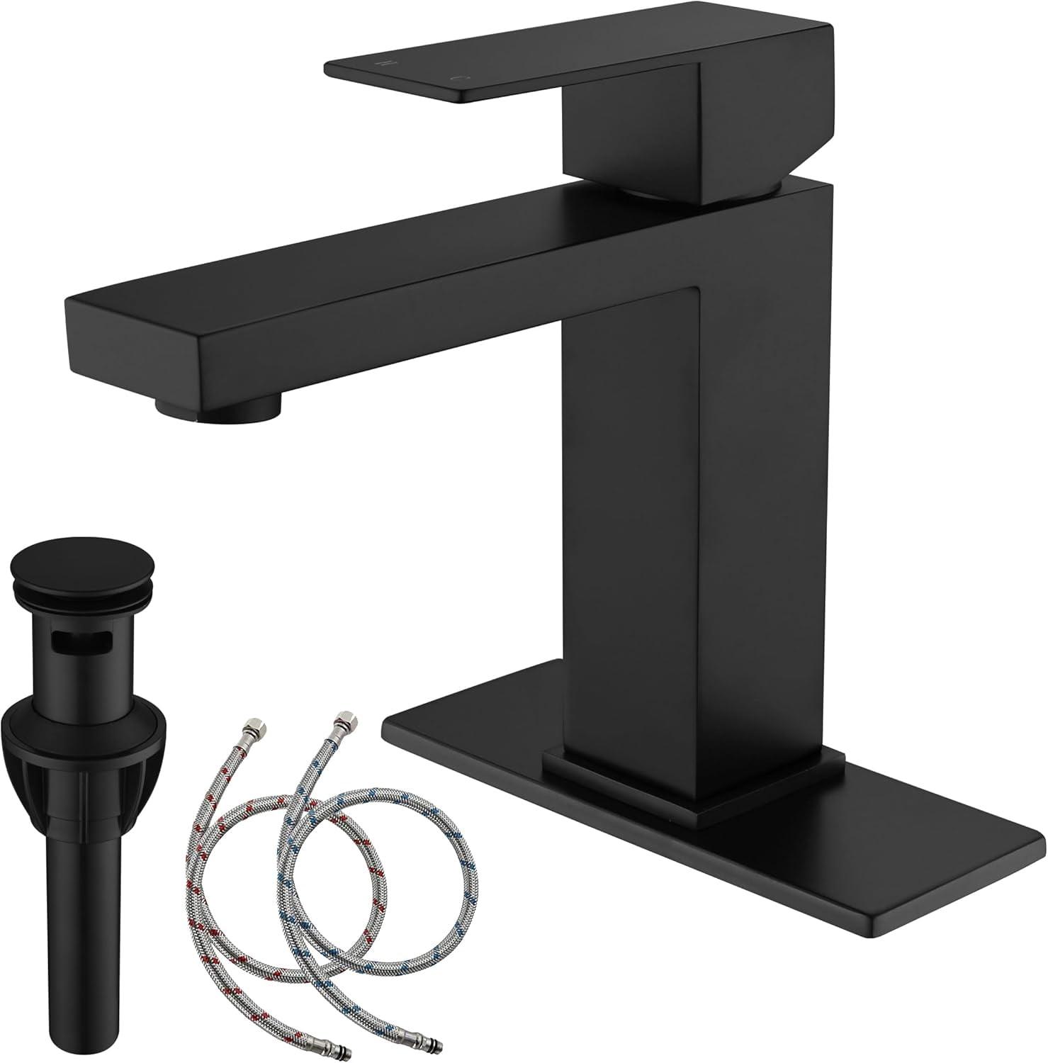 Matte Black Stainless Steel Single Handle Bathroom Faucet