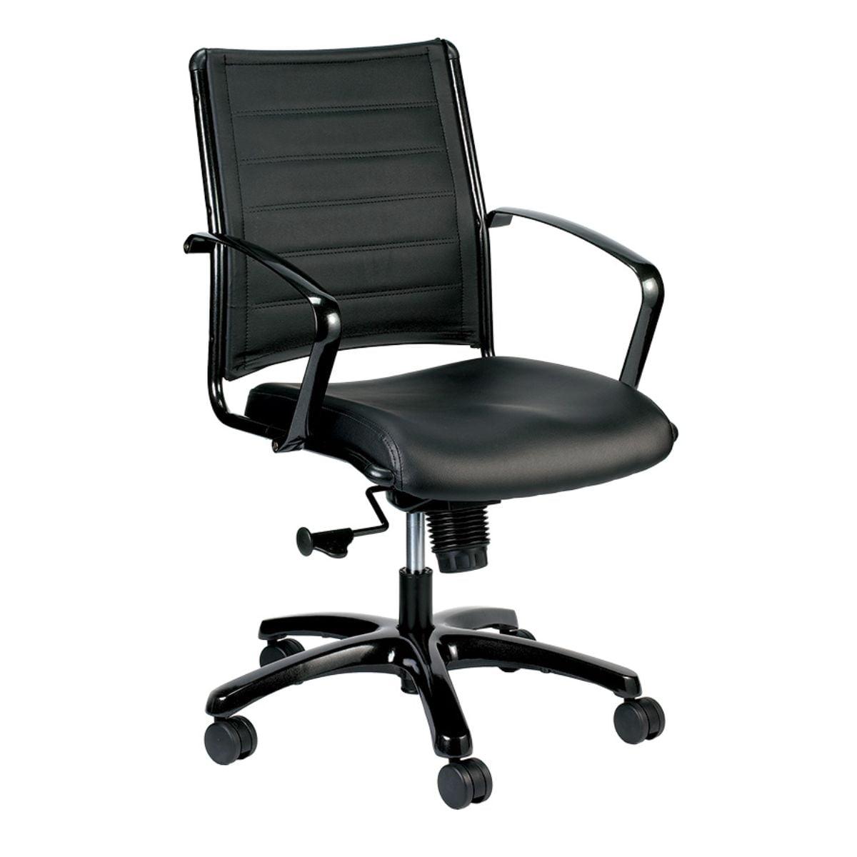 Black Faux Leather Tufted Adjustable Task Chair with Metal Frame