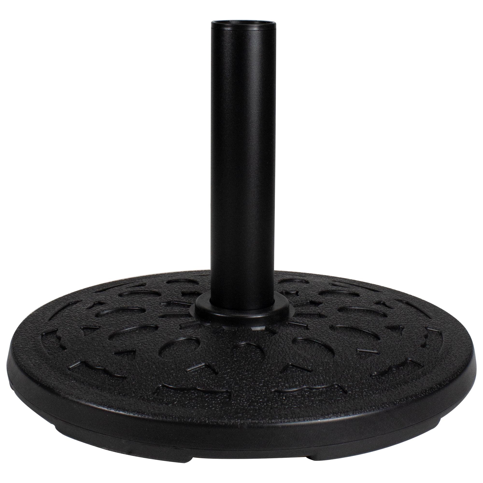 Northlight Black Flat Round Resin Base Stand for Patio Umbrella - 21lbs