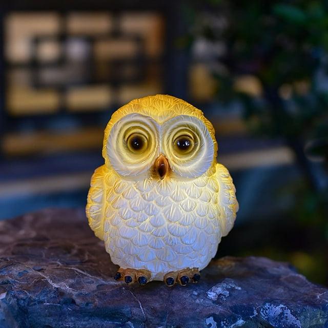 VibHome Animals Simulation Statue Ornament Owl Resin Handicraft Solar Garden Courtyard Decoration LED Light