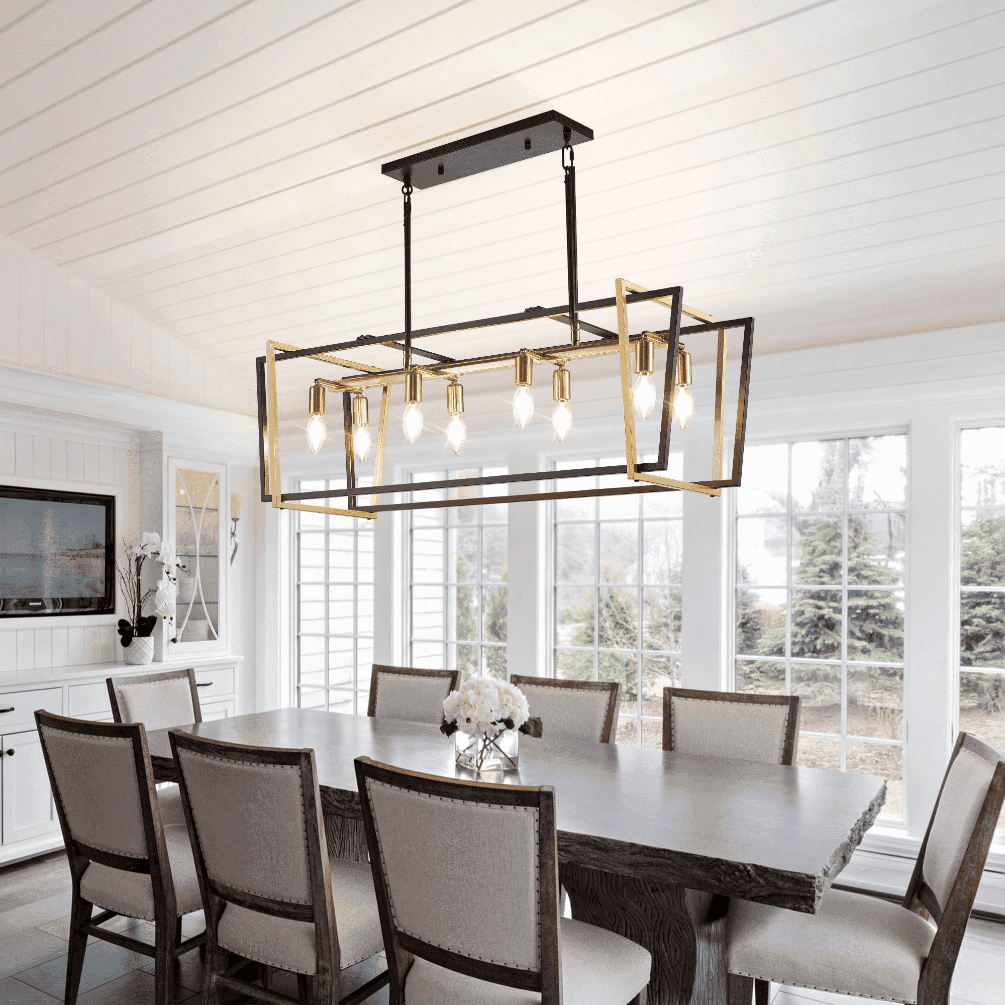 8 - Light Kitchen Island Linear Pendant