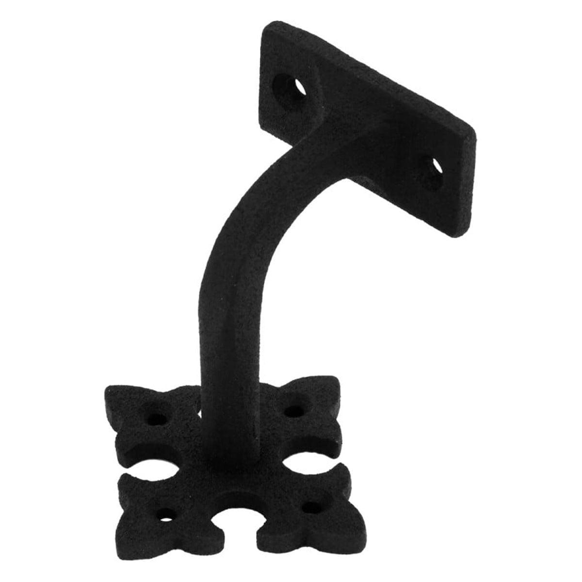 Black Cast Iron Antique Handrail Bracket with Fleur De Lis Design