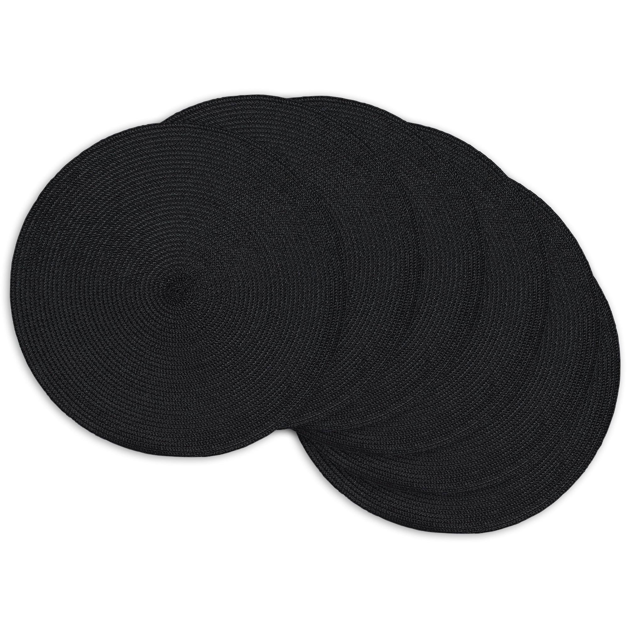 Black Indoor of Outdoor Round Placemat (Set of 6)