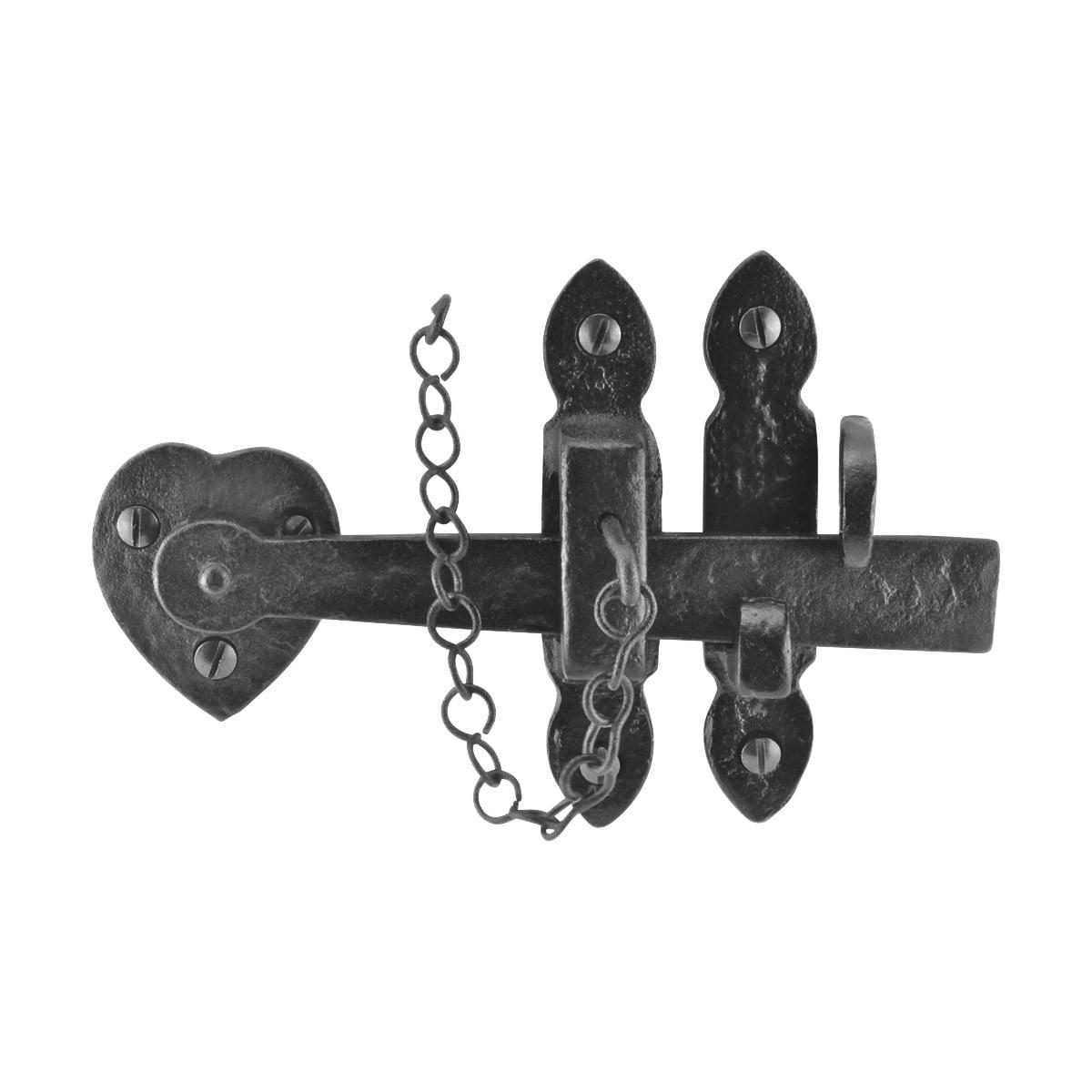 8" Black Iron Heart Thumb Gate Latch with RSF Finish