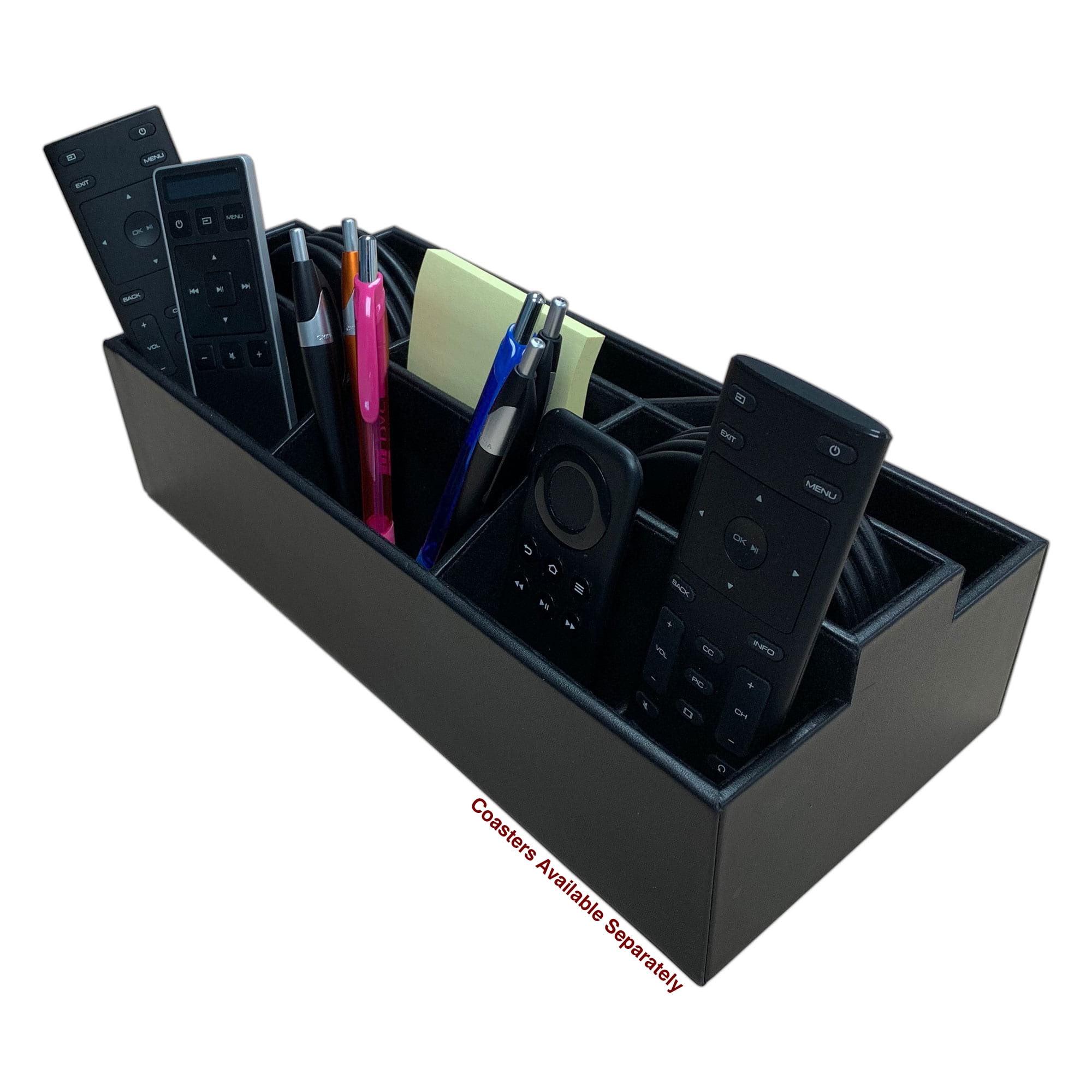 Black Leatherette Remote Control and Stationery Organizer