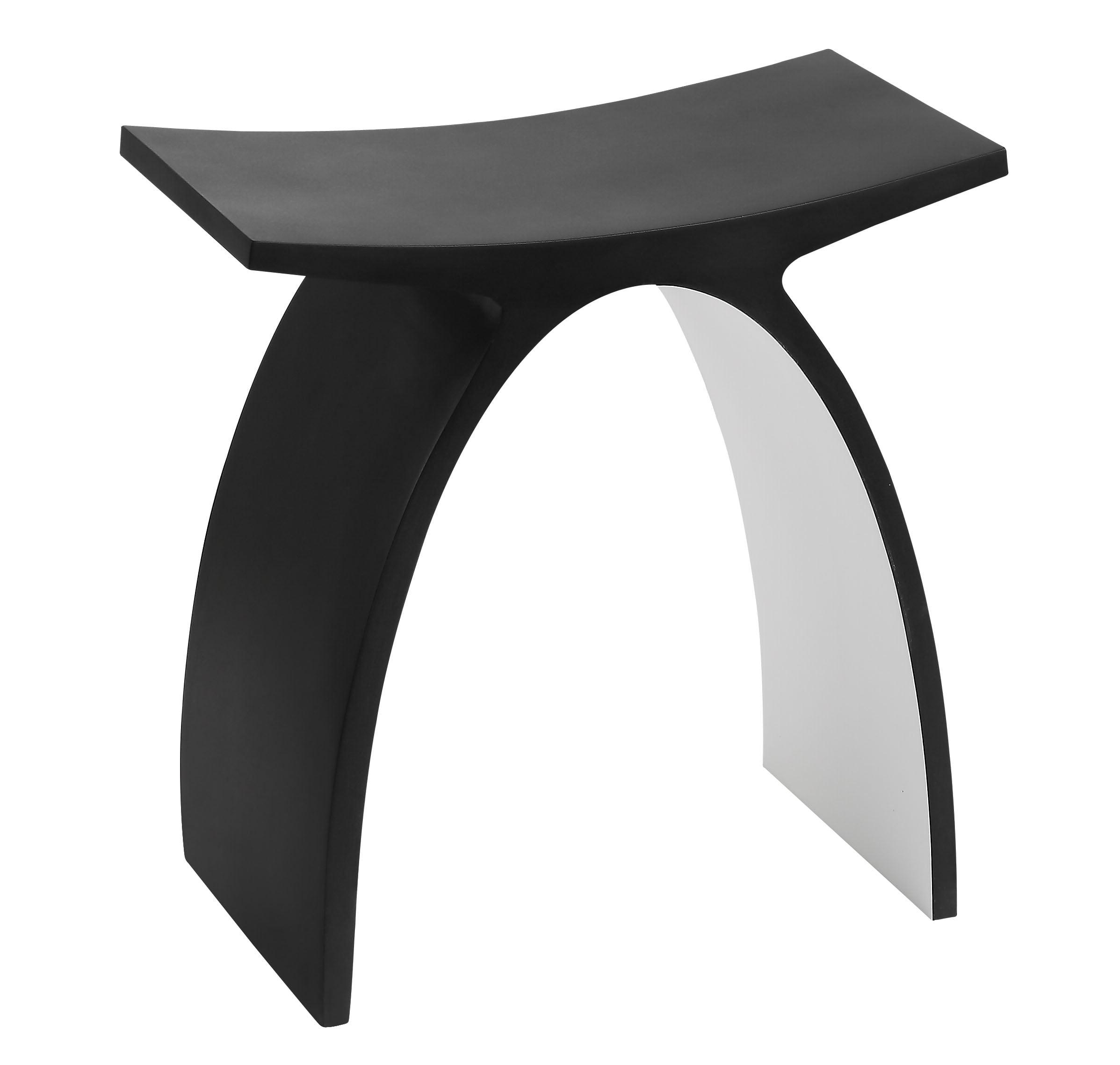 Matte Black and White Arched Resin Bathroom Stool