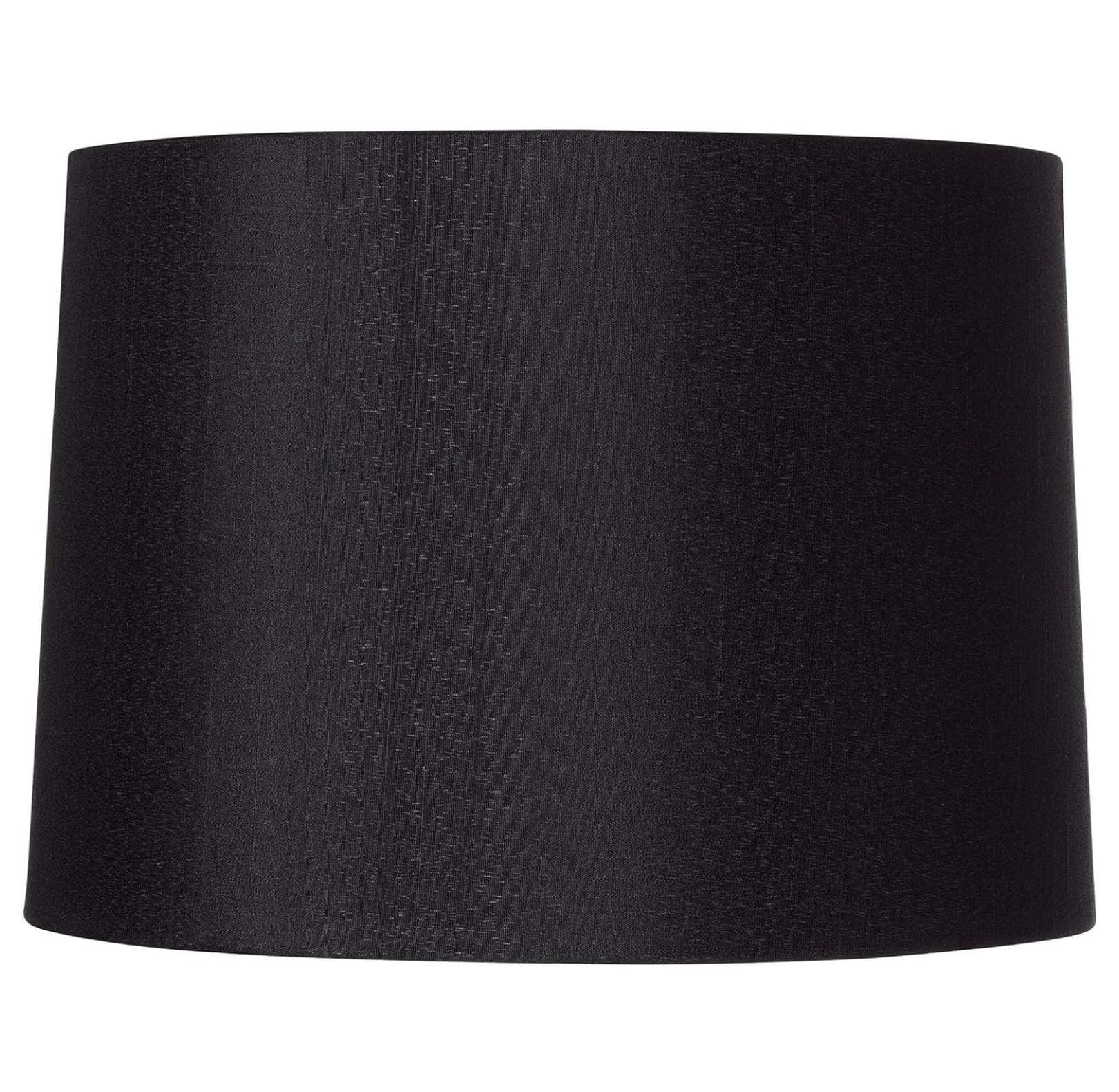 Elegant Black Polyester 14" Drum Lamp Shade with Chrome Fitter