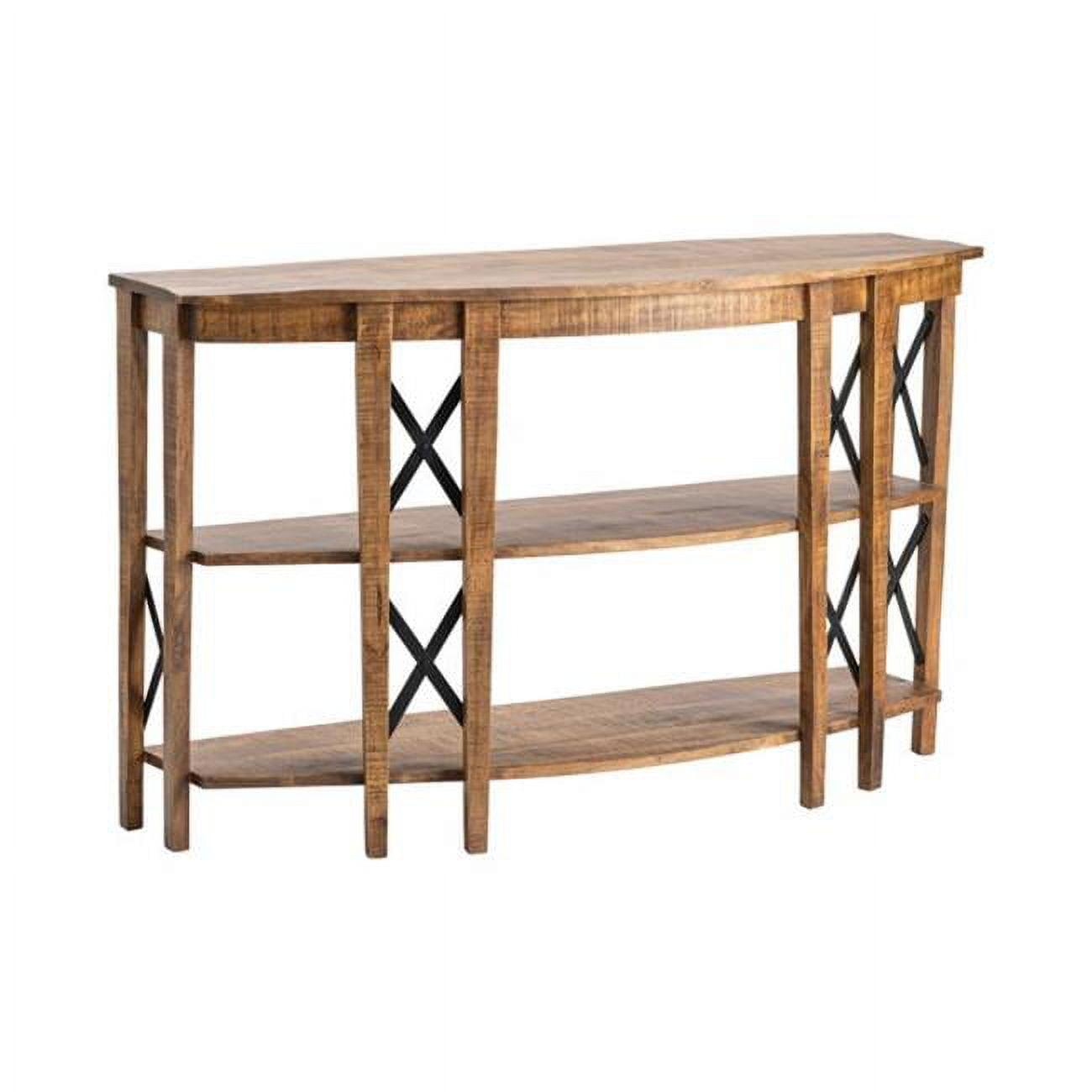 Sutton Creek Rustic Demilune Console Table with Cross Bar Support
