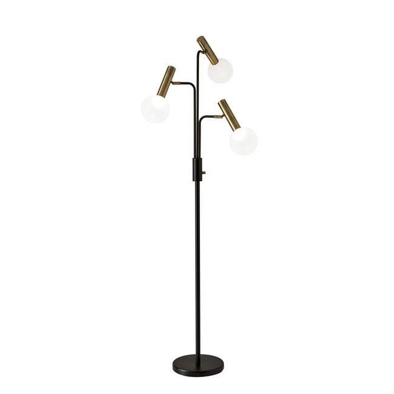 Adjustable Black Metal LED 3-Arm Floor Lamp, 70 in.