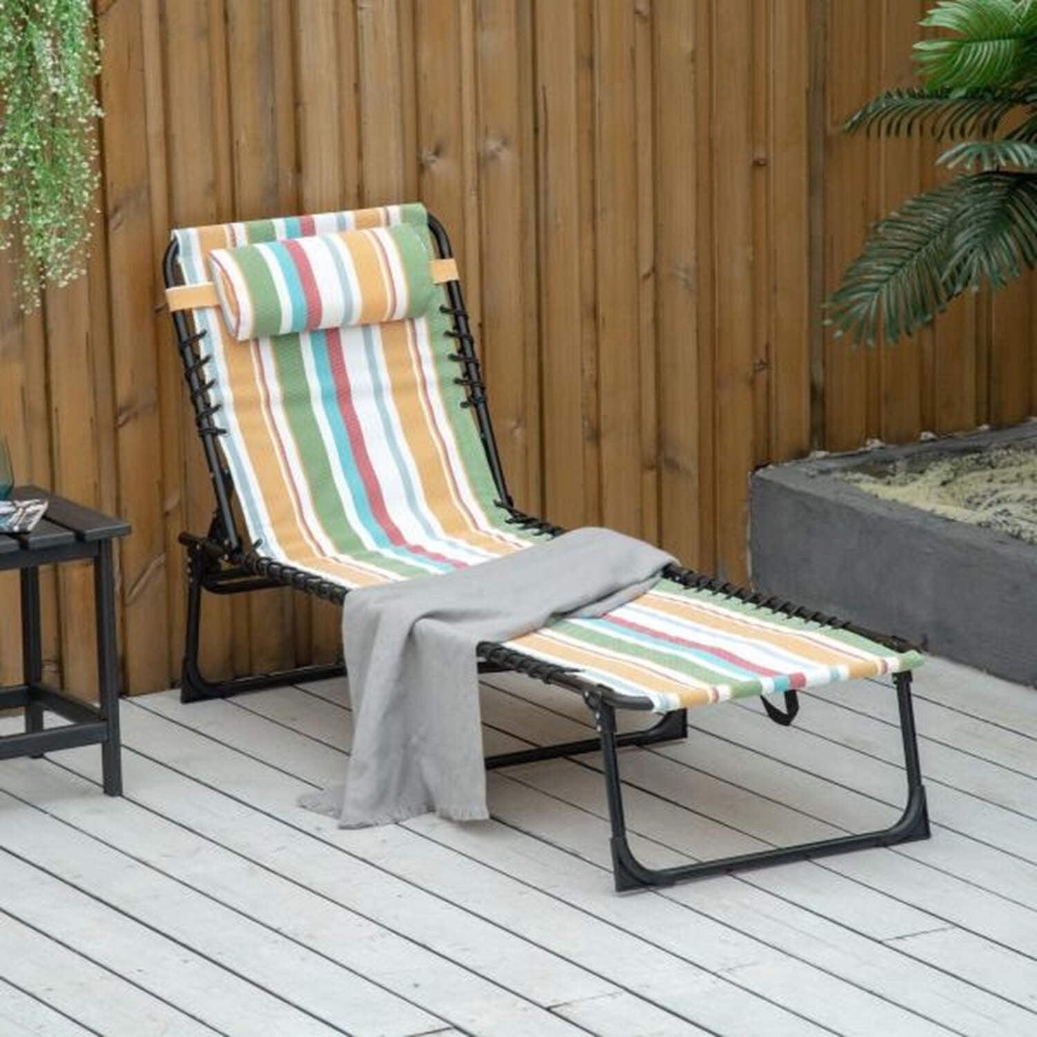 Sol 72 Outdoor™ Sherlyn 4-Level Adjustable Folding Beach Bed Reclining Lounger Cot Lightweight Portable Camping Hiking Backyard Outdoor Recliner Seat