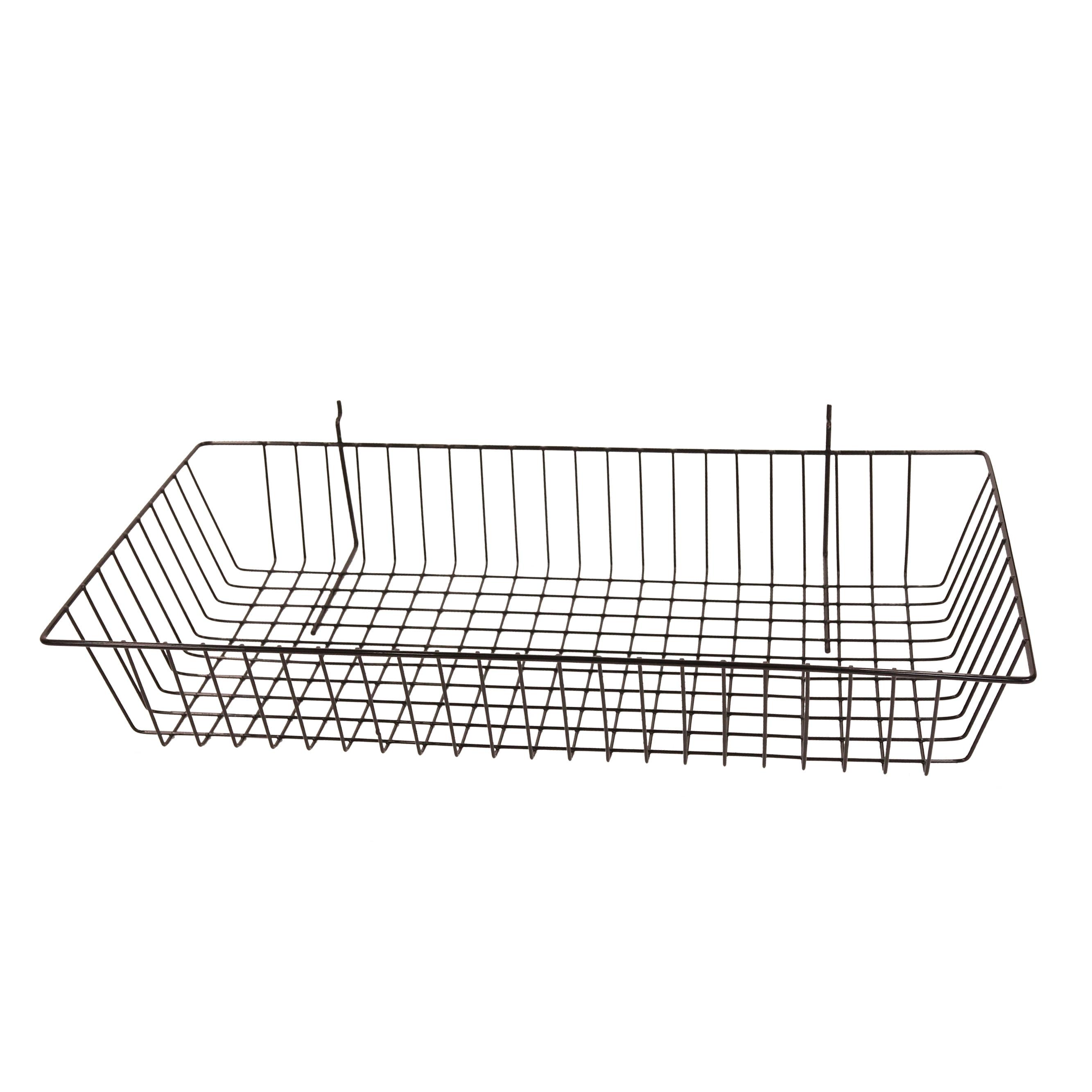 Black Mini Wire Grid Basket for Slatwall or Pegboard - 24''L x 12''W x 4"D