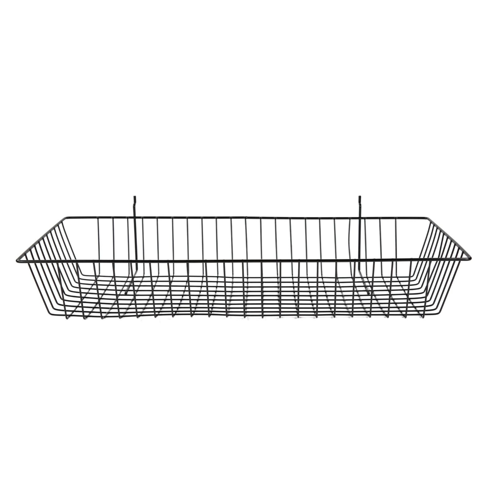 Sleek Black Rectangular Wire Grid Basket for Display - 24"L x 12"W x 4"D