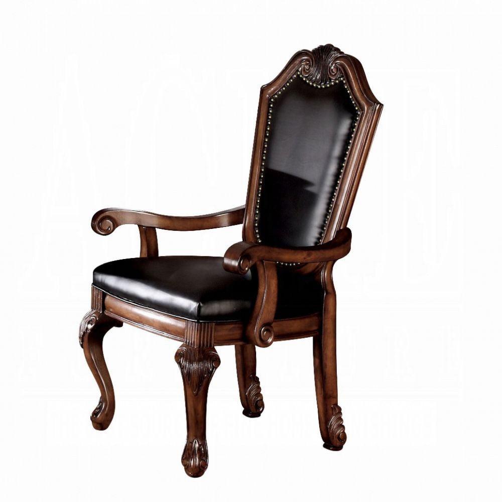 Chateau De Ville Luxe Black Faux Leather & Cherry Accent Chair