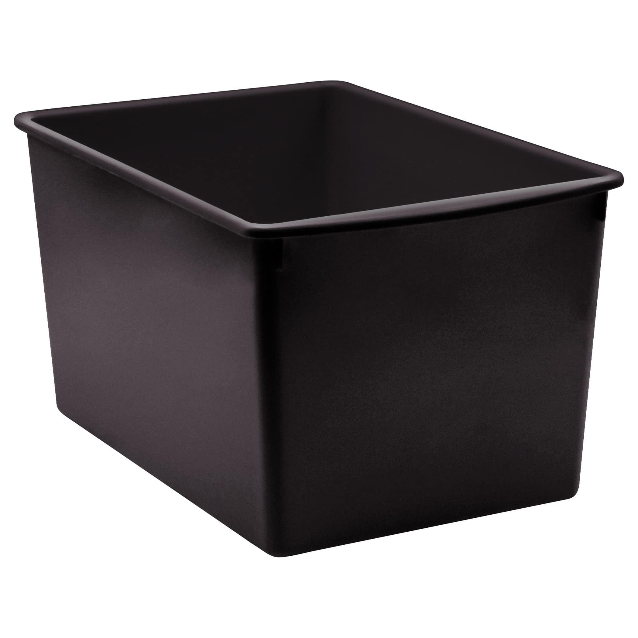 Black Plastic Stackable Multi-Purpose Storage Bin for Kids