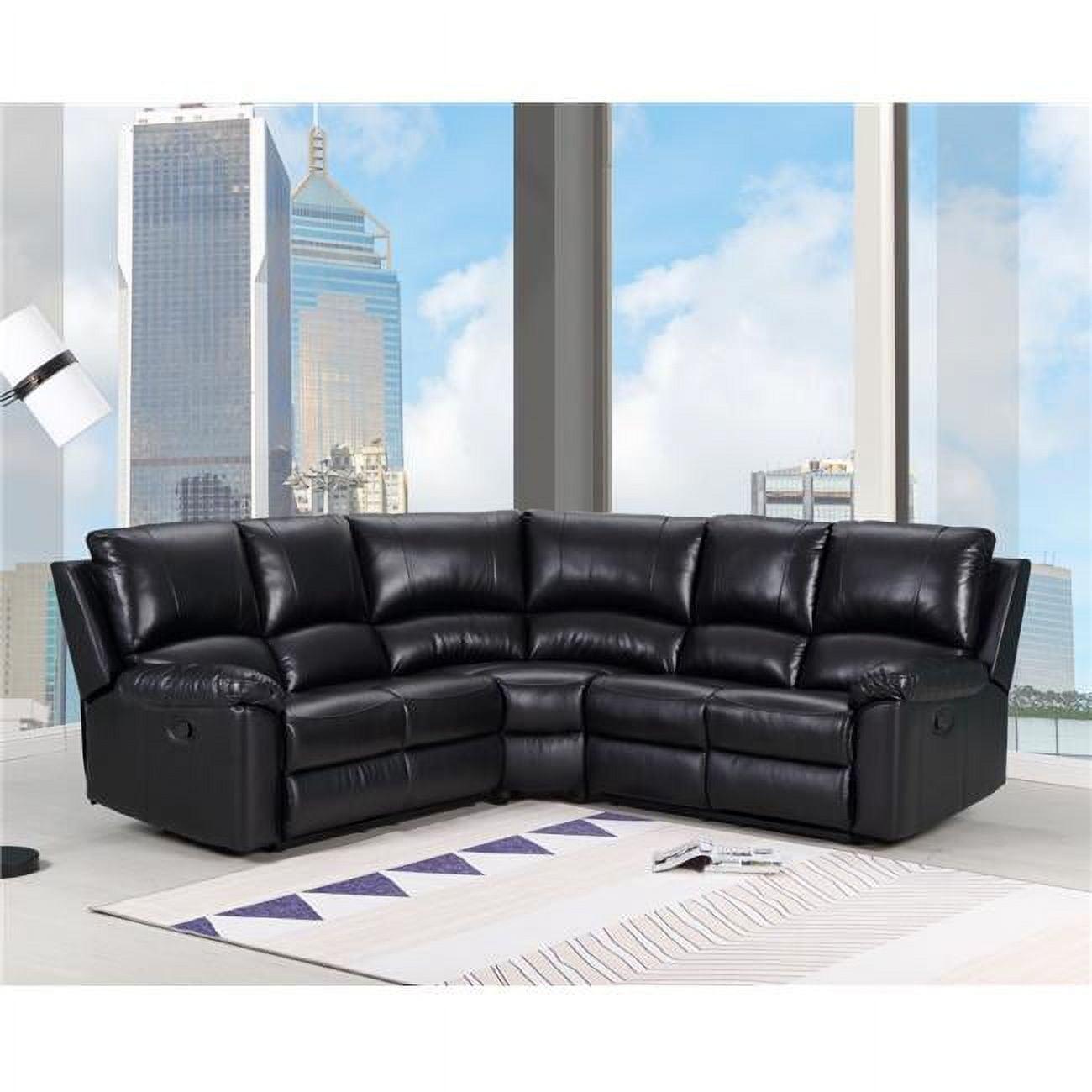 Black Faux Leather 80"x80" Power Reclining Sectional