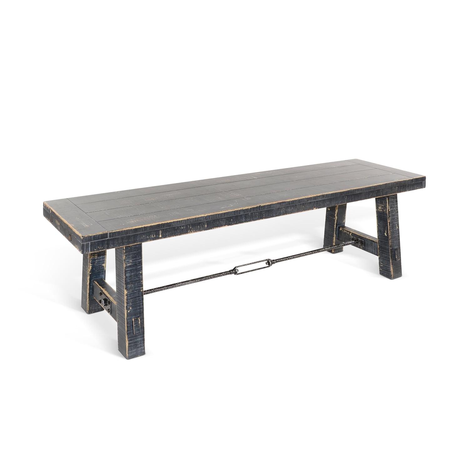 Black Sand 64" Mahogany Wood Bench with Turnbuckle Accents