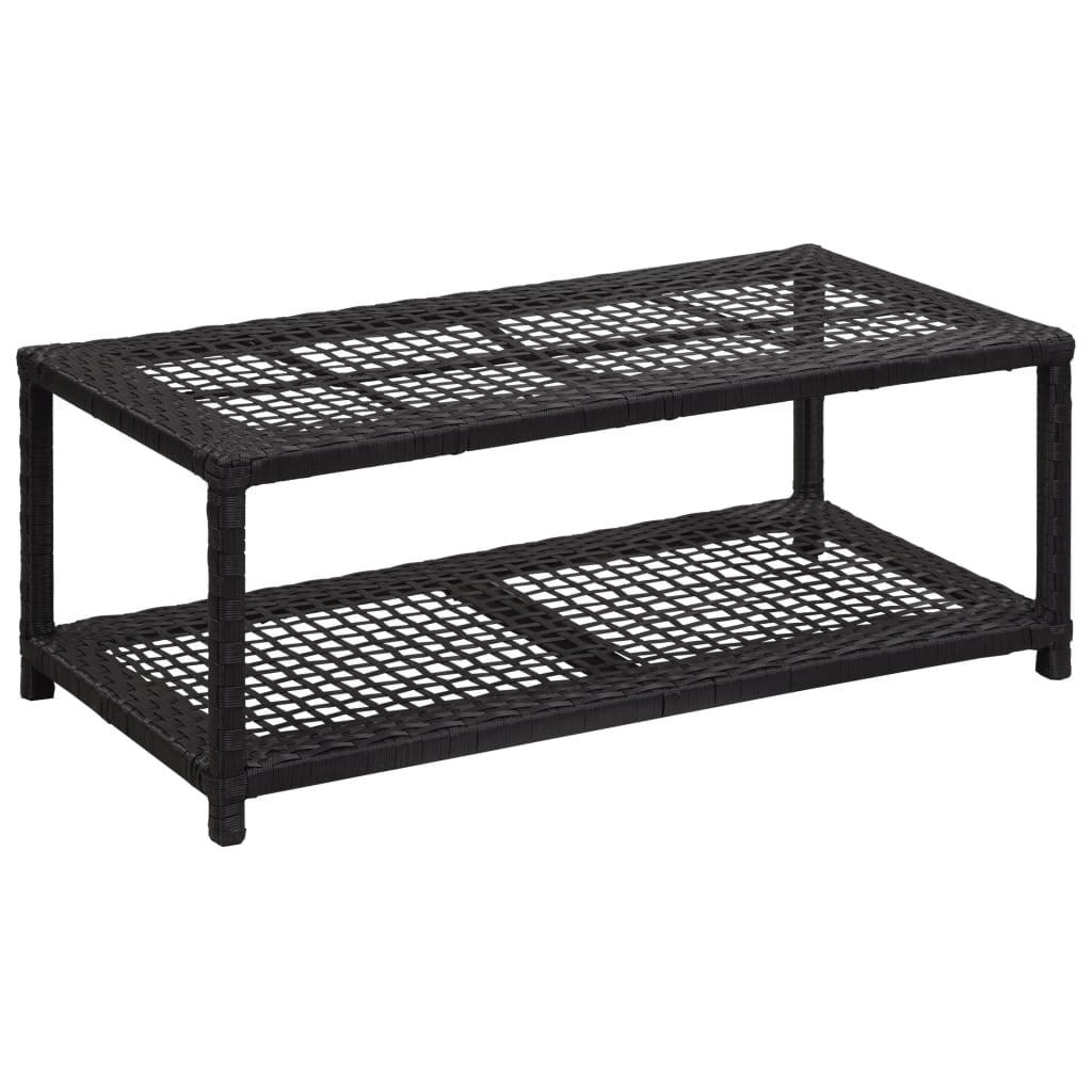 Black Poly Rattan Shoe Bench with Metal Frame