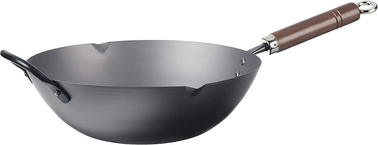 Beijing Black Carbon Steel Non-Stick Wok with Wood Handle