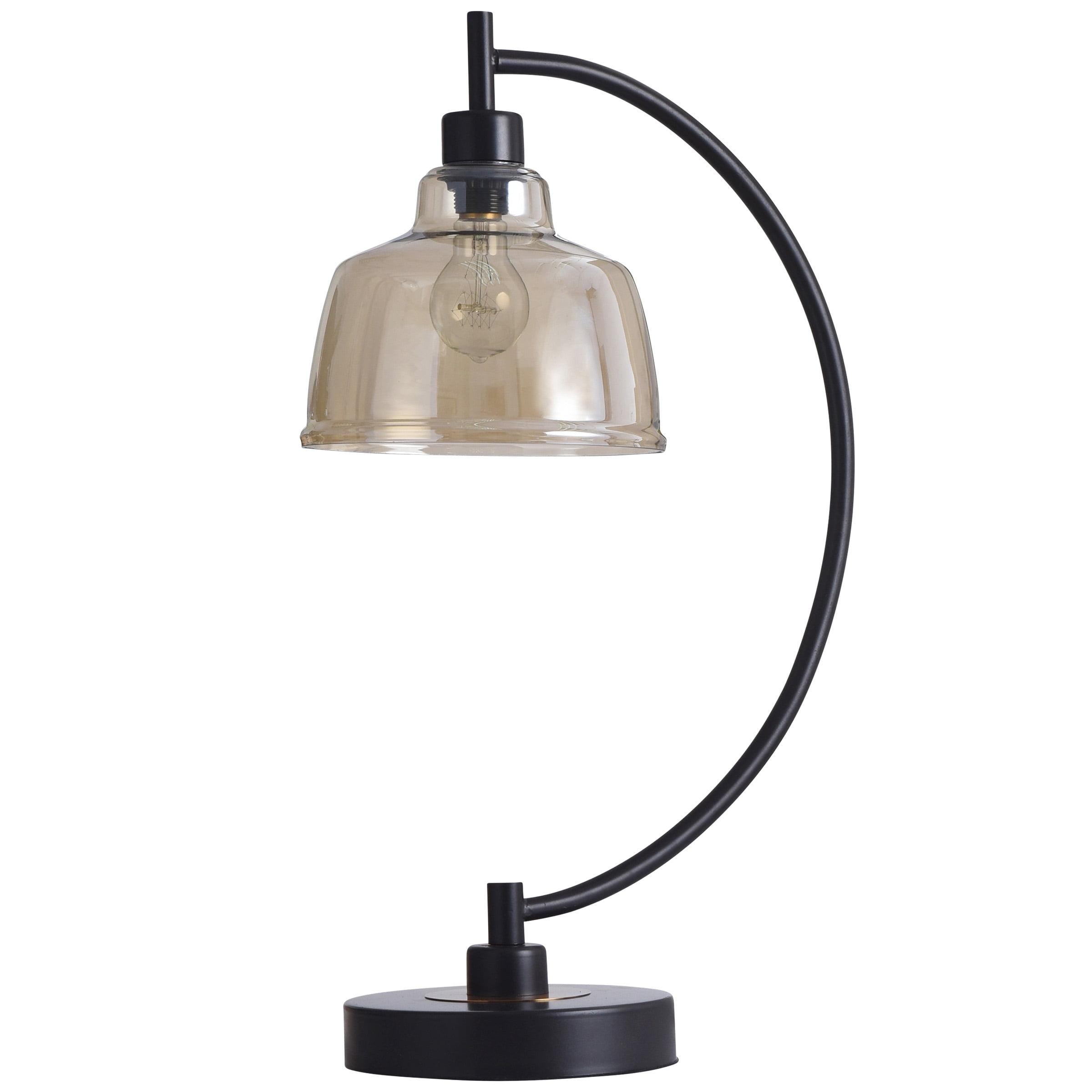 Black Water Table Lamp with Glass Pendant Shade - StyleCraft: Industrial 26" Vintage Accent