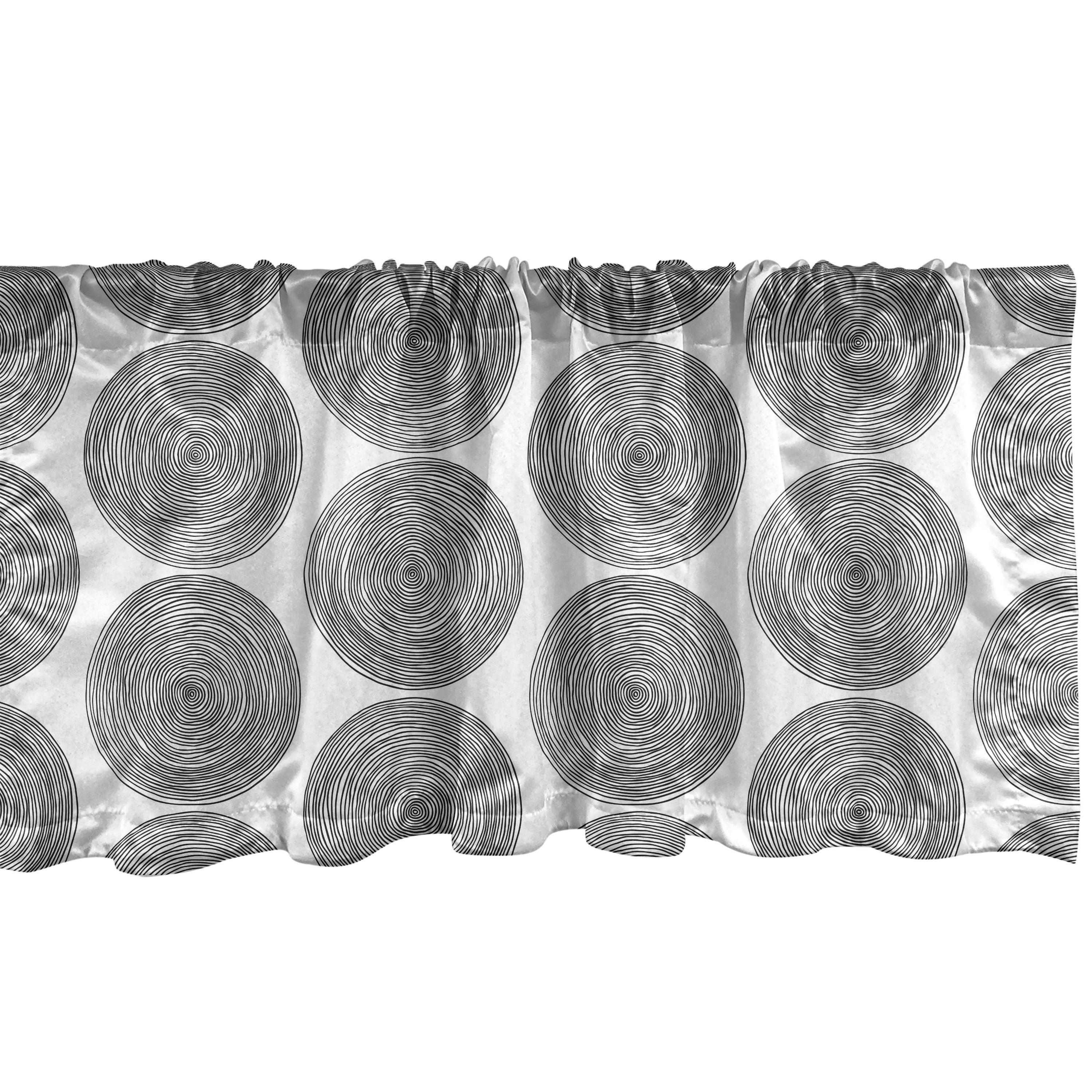 Ambesonne Black and White Valance Pack of 2 Doodle Art Circles Black White