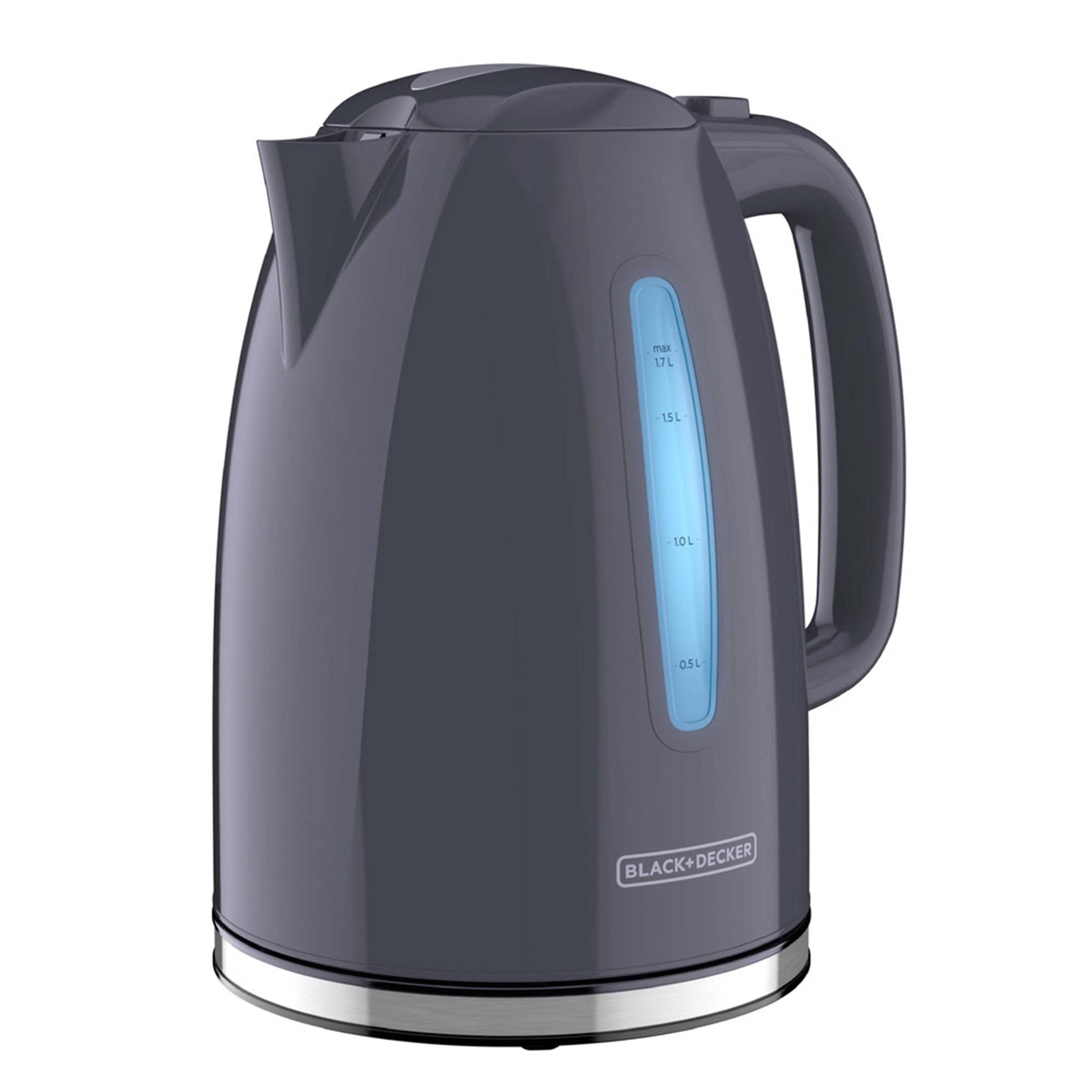 BLACK+DECKER 1.7L Cordless Electric Kettle, KE1555GY, Water Window, Rapid Boil, Auto Shutoff, Grey