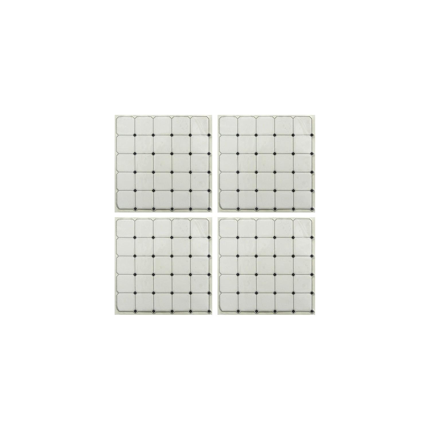 Black and White Diamond Peel and Stick Mosaic Tile Set