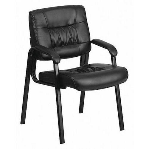 Black Leather and Metal Executive Reception Chair