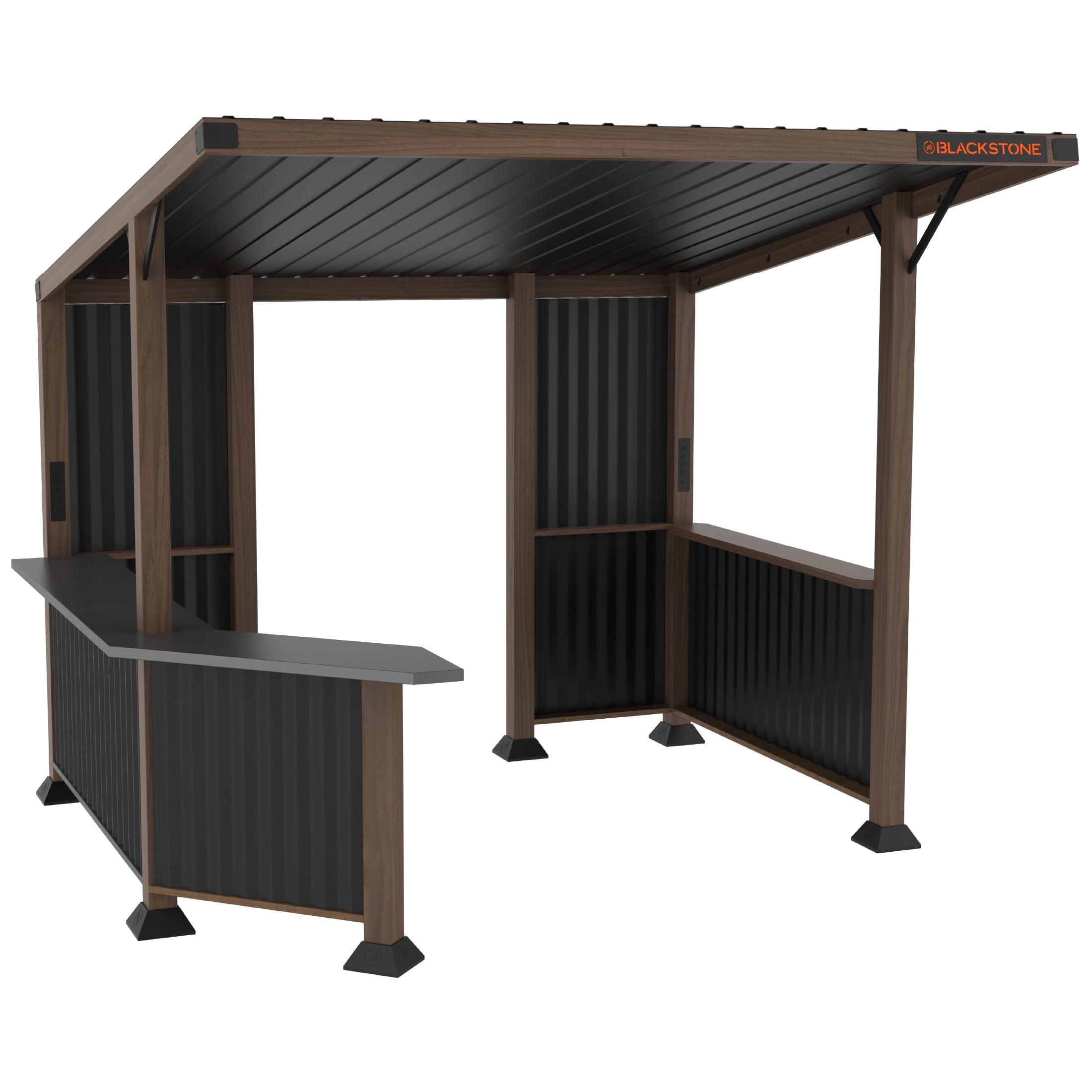 Black 10' x 10' Steel Outdoor Bar and Grill Pavilion