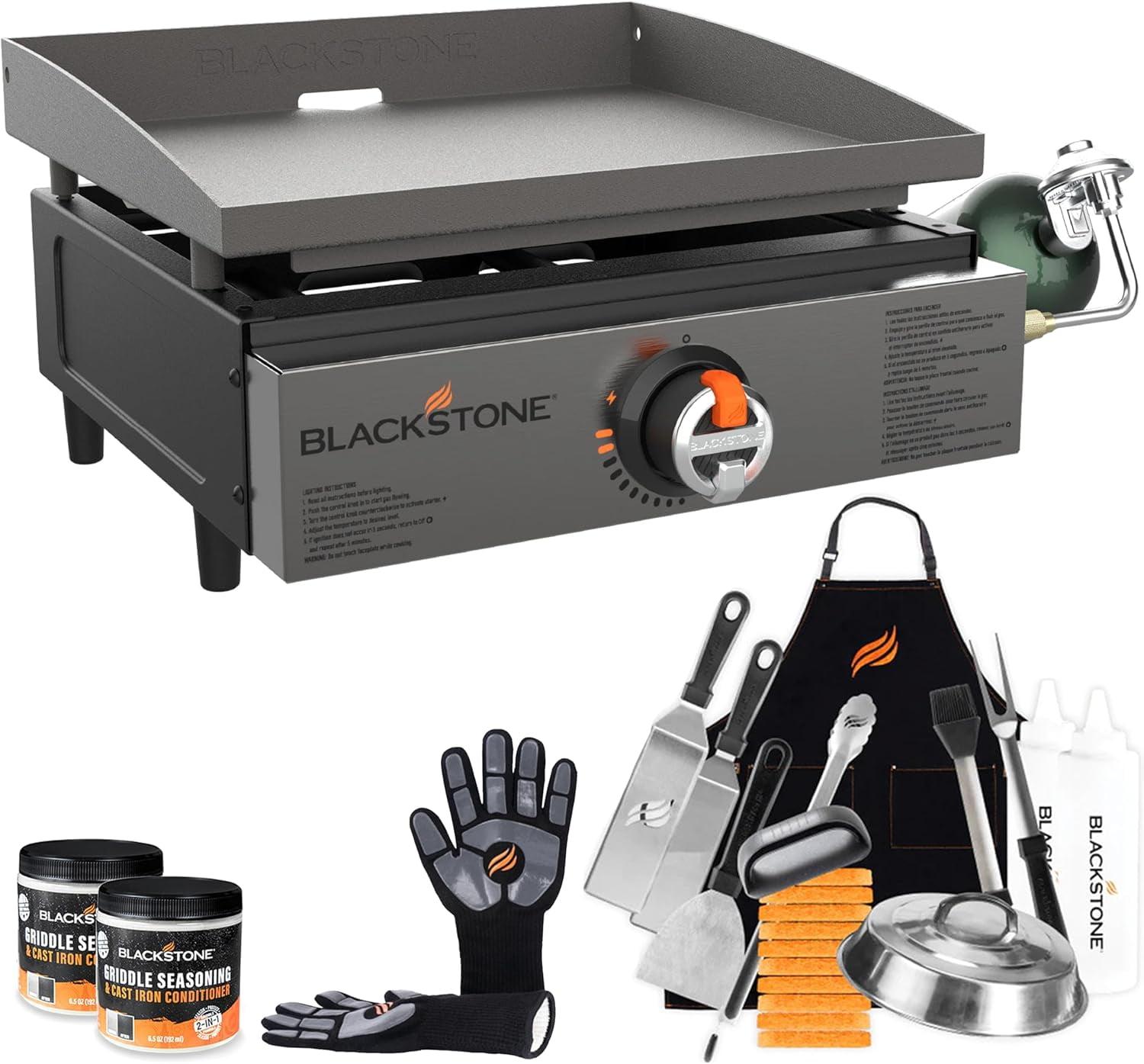 Original 17” Tabletop Griddle with Stainless Steel Front Plate, Powder Coated Steel, Black