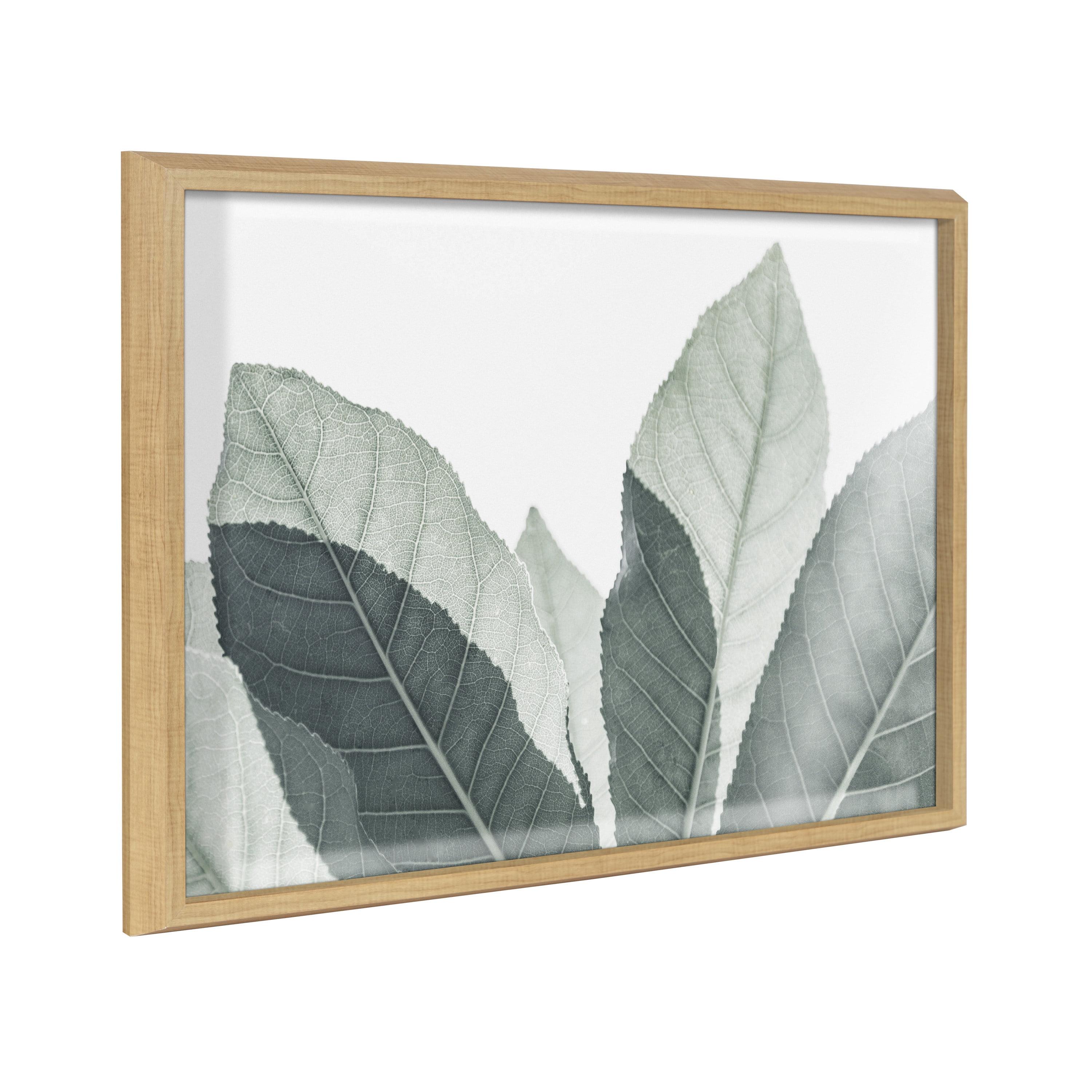 Modern Green Leaf Botanical Framed Glass Wall Art