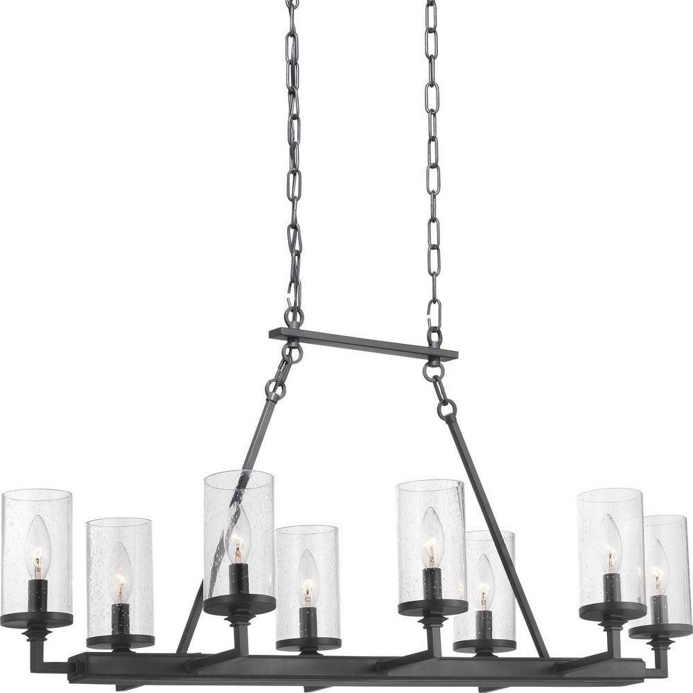 Progress Lighting Gresham 8-Light Chandelier, Graphite Finish, Seeded Glass Shades