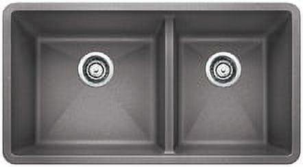 Precis SILGRANIT 33" L X 18" W Double Bowl Undermount Kitchen Sink