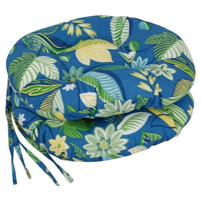 Blazing Needles 16-inch Spun Polyester Patterned Outdoor Round Tufted Chair Cushions (Set of 2)