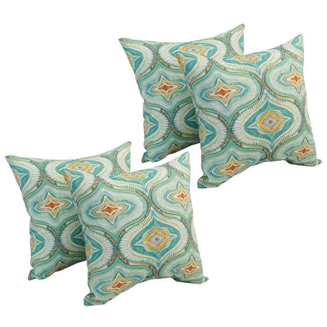 Blazing Needles  17 in. Square Polyester Outdoor Throw Pillows, Tyngsboro Opal - Set of 4