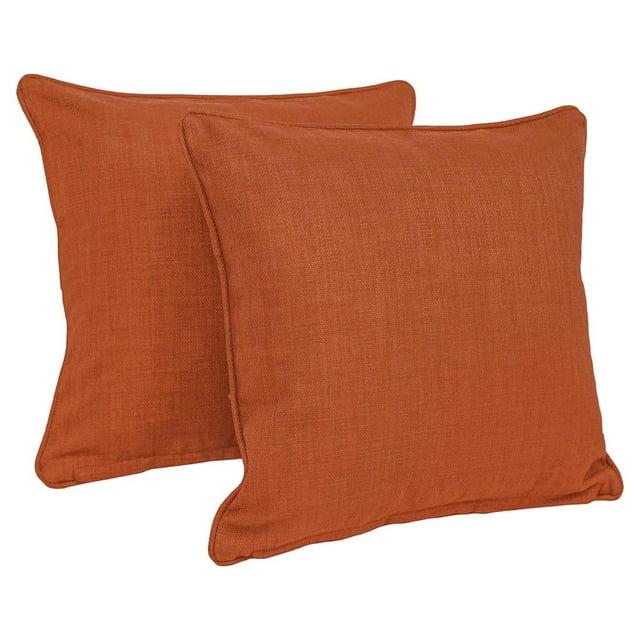 Blazing Needles 18-inch Double-corded Solid Outdoor Spun Polyester Square Throw Pillows with Inserts (Set of 2), Cinnamon