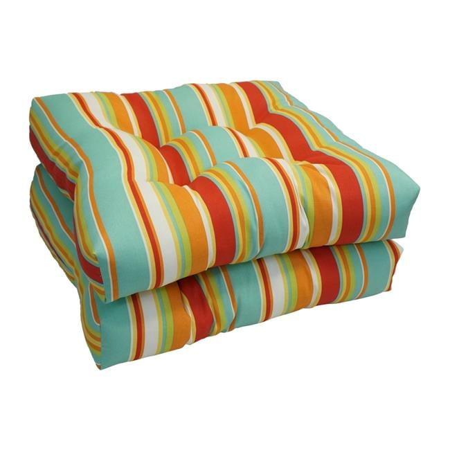Blazing Needles 19-inch Squared Patterned Spun Polyester Tufted Dining Chair Cushions (Set of 2)  94005-2CH-JO16-15