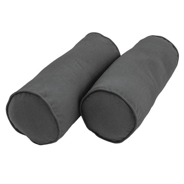 20 x 8 in. Double-Corded Solid Twill Bolster Pillows with Inserts, Steel Grey - Set of 2