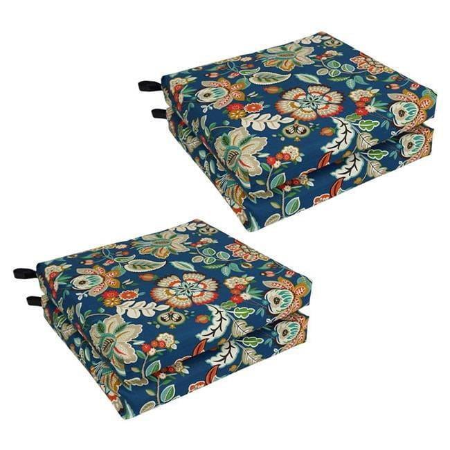 Blazing Needles, 20-inch by 19-inch Patterned Outdoor Spun Polyester Chair Cushions (Set of 4)