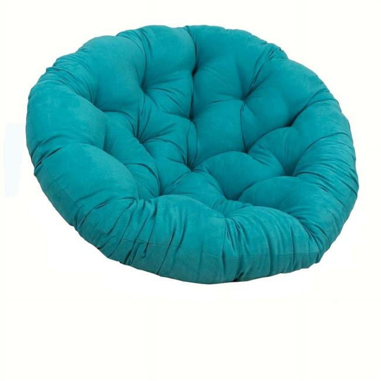 Plush Aqua Blue Microsuede Papasan Cushion 44" Comfort Fit