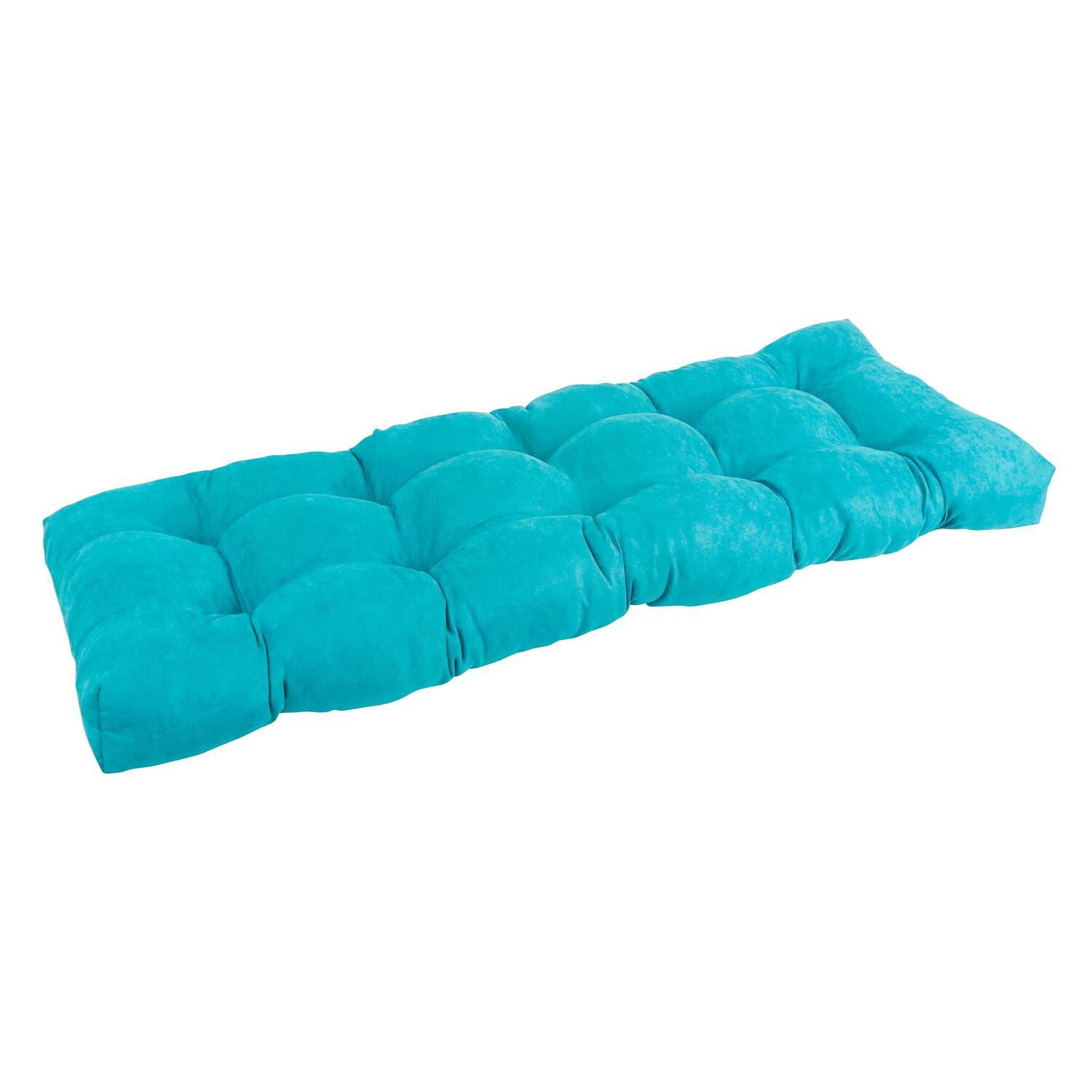 Aqua Blue Tufted Microsuede 46" Bench Cushion