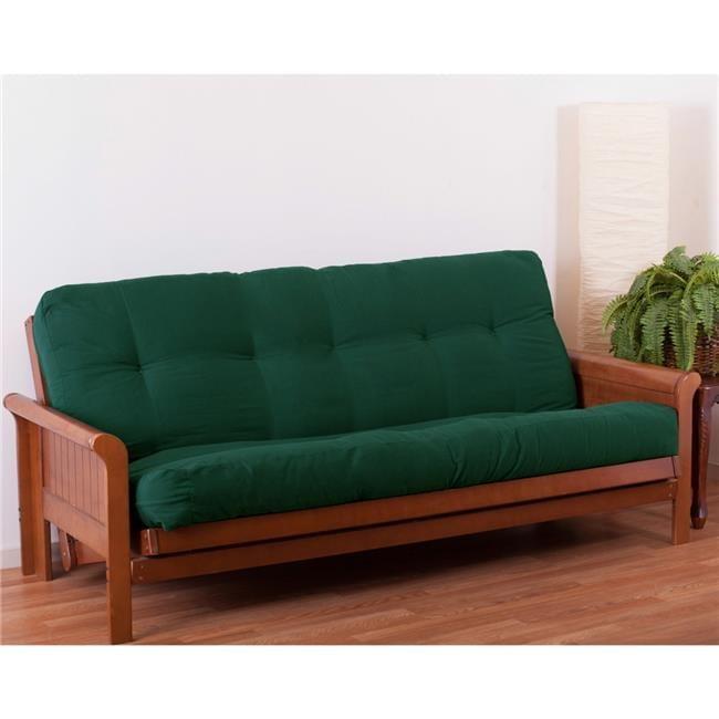 Forest Green Twill Full Futon Mattress with Comfort Foam Core