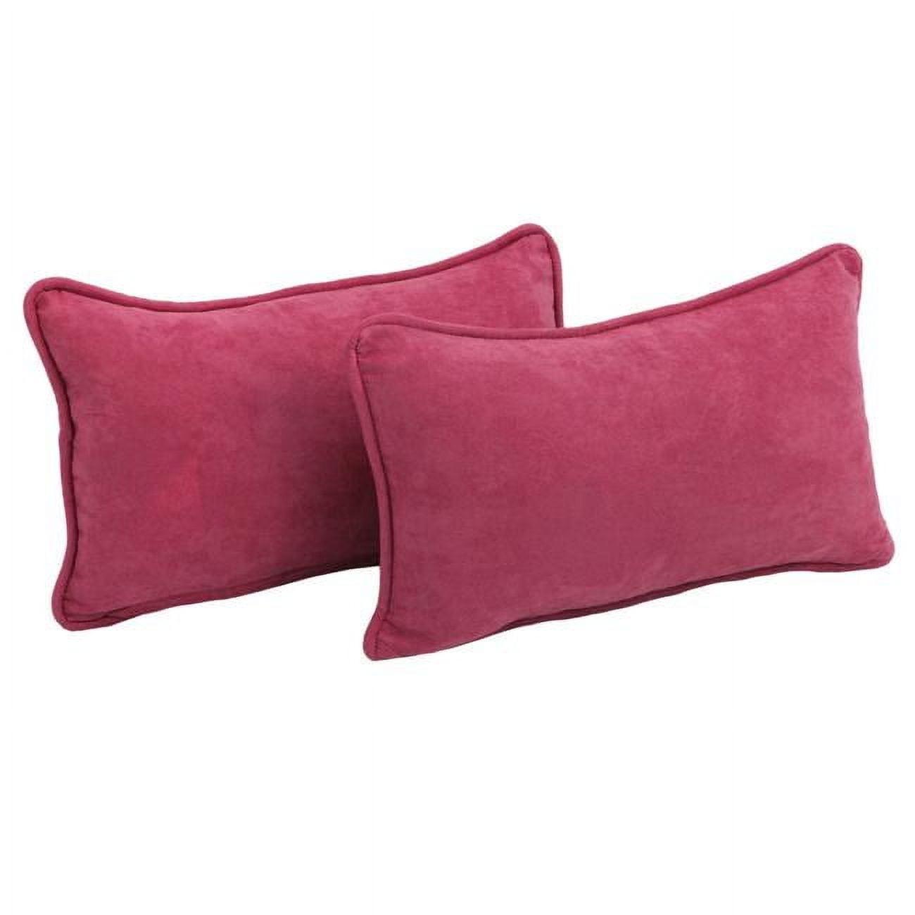 Blazing Needles 9811-CD-S2-MS-BB 20 x 12 in. Double-Corded Solid Microsuede Back Support Pillows with Inserts, Bery Berry - Set of 2