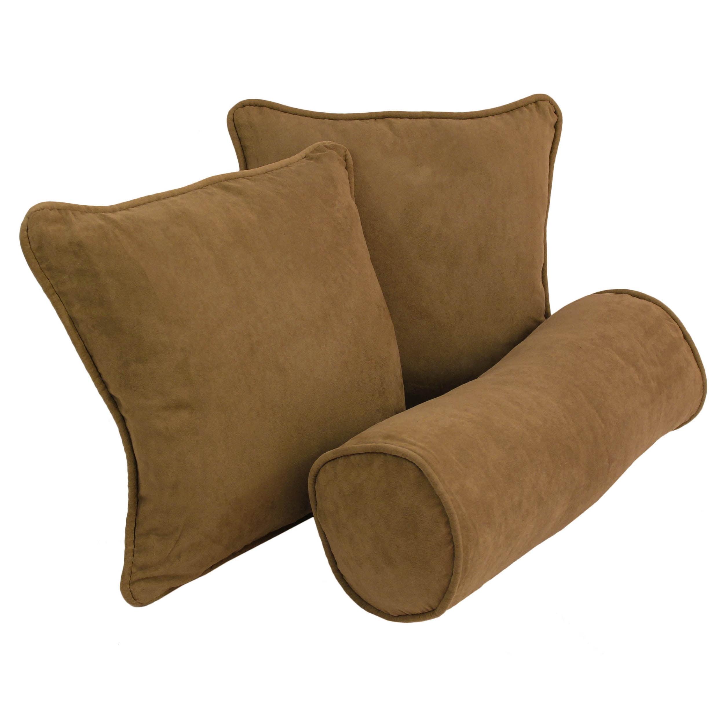 Blazing Needles Double-corded Solid Microsuede Throw Pillows with Inserts (Set of 3)