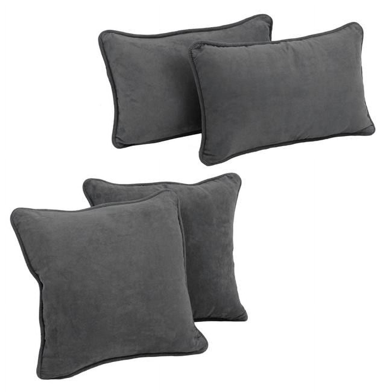 Steel Grey Microsuede Throw and Back Support Pillow Set