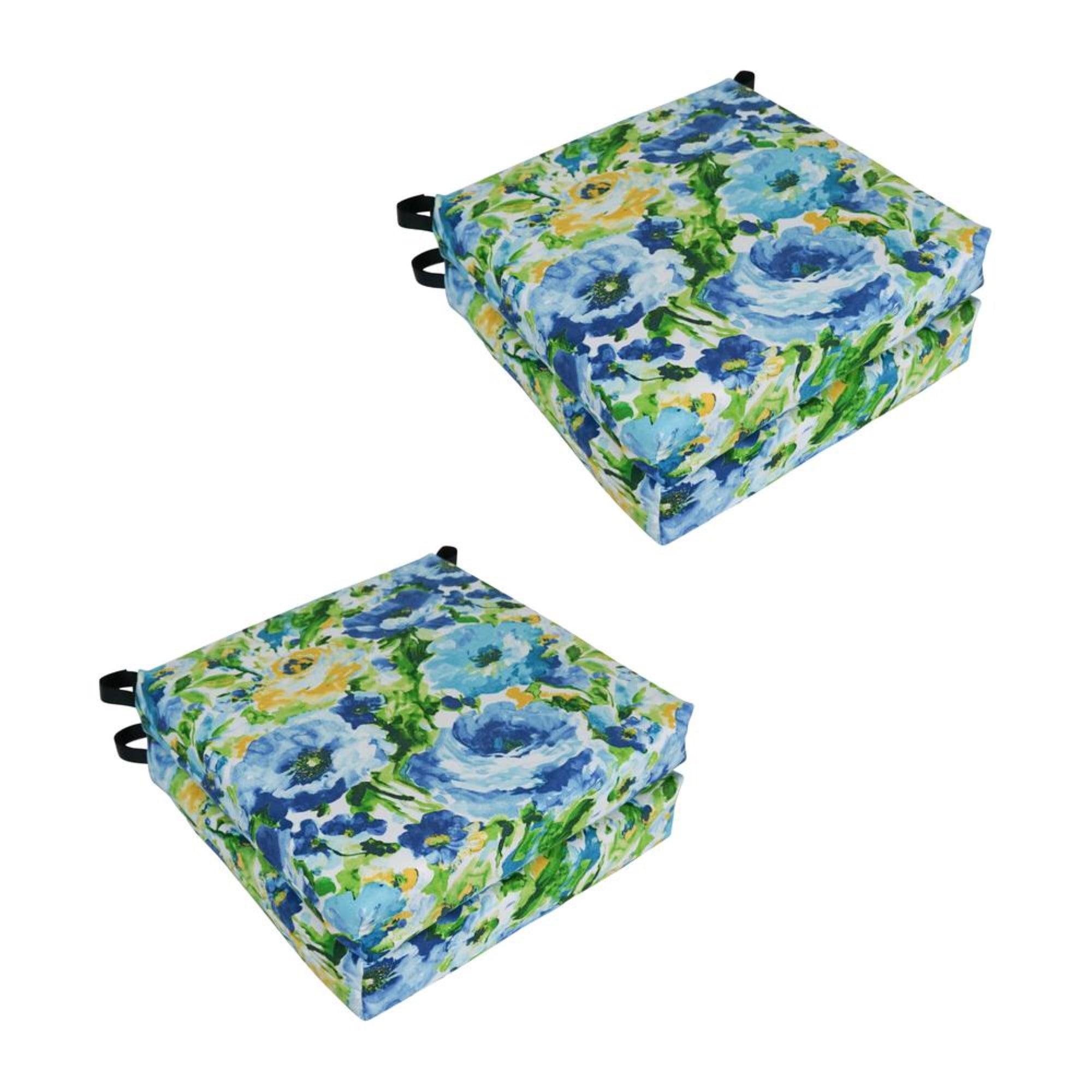 Blazing Needles Set of 4 Outdoor Chair Cushions, Lesandra Sunblue