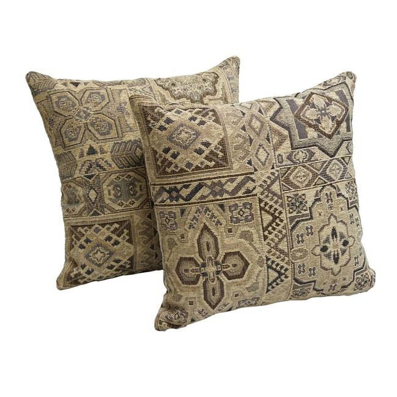 Classic Mosaic Chenille Square Throw Pillows Set